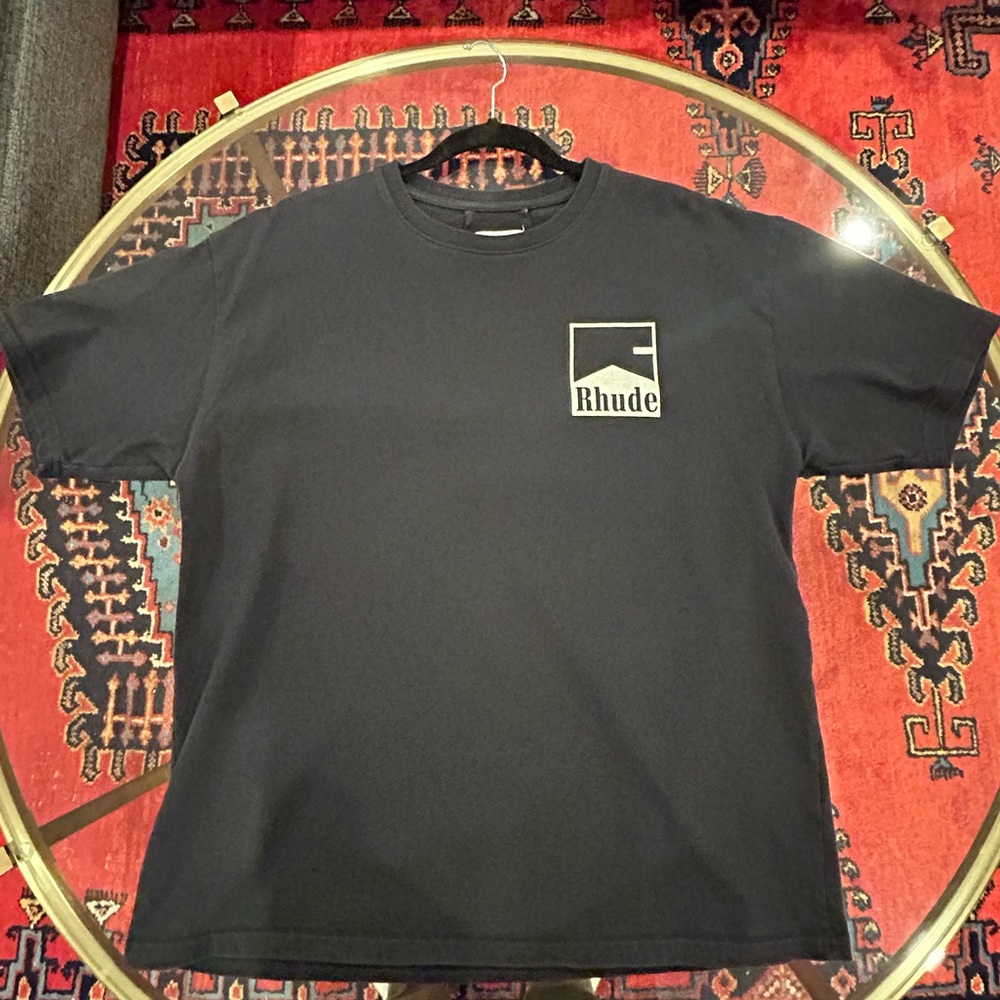 Rhude Black Short Sleeve Tee with White Chest Logo